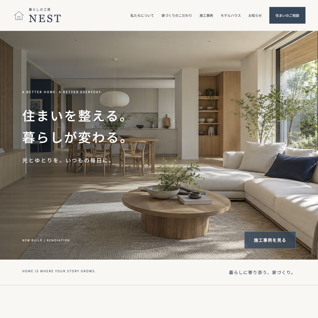 暮らしの工房 NESTのホームページ
